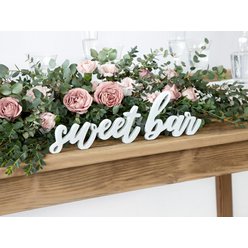 Nápis "Sweet bar", bílý 37x10cm